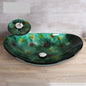 Green Bathroom Boat Shaped Tempered Glass Vessel Sink Bathroom Sanitary Ware with  Faucet and Pop Up Drainer Included