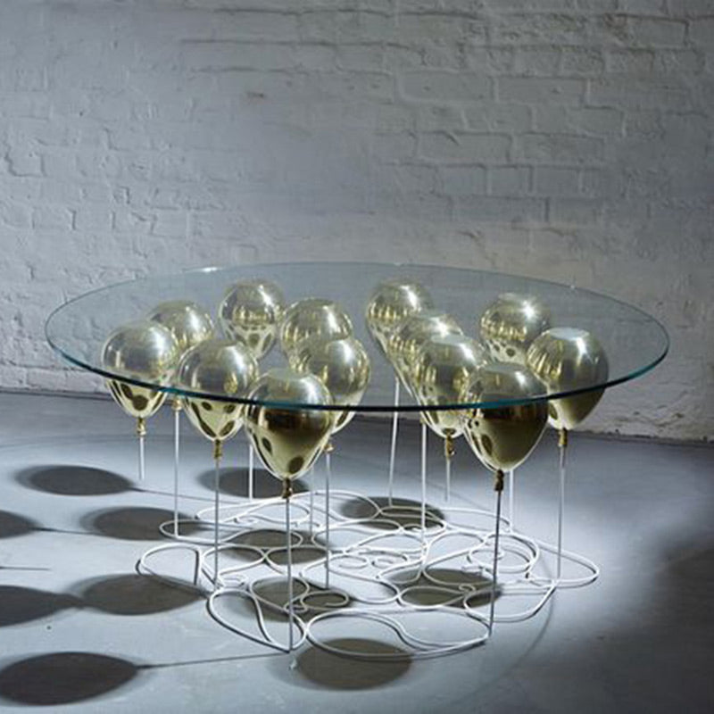 Glass mirror top and gold metal base coffee side tables