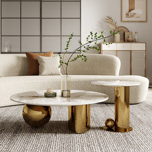 Italian minimalist modern coffee table gold stainless steel for living room furniture