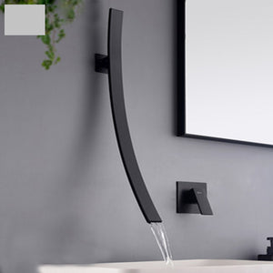 Modern Chrome Waterfall Spout Wall Mount Basin Faucet Single Handle Mixer Tap Concealed Bathroom Sink