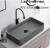 Bathroom Accessories Ceramic Hand Wash Grey Basin Rectangular Table Top