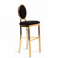 Загрузить изображение в средство просмотра галереи, Modern hotel furniture factory stainless steel wedding chair high bar stool metal leather bar chair for sale
