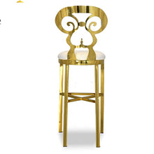 Load image into Gallery viewer, Luxury gold metal frame velvet bar chair
