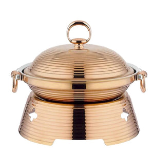 Hotel restaurant kitchen appliances round chafing dishes rose gold mini buffet cheap food warmers for parties