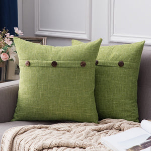Throw Pillow Cover Decorative Button Farmhouse Decor Vintage linen Pillow Cushion cover For Sofa