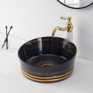 Fancy antiqu new design brown art sink bowl countertop bathroom washbasin vessel sink hand wash basin