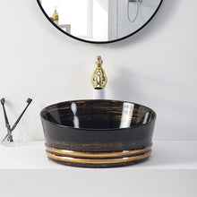 Cargar imagen en el visor de la galería, Fancy antiqu new design brown art sink bowl countertop bathroom washbasin vessel sink hand wash basin
