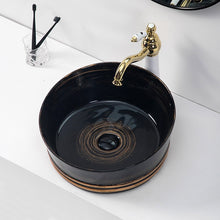 Cargar imagen en el visor de la galería, Fancy antiqu new design brown art sink bowl countertop bathroom washbasin vessel sink hand wash basin

