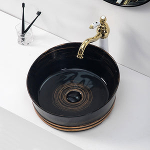 Fancy antiqu new design brown art sink bowl countertop bathroom washbasin vessel sink hand wash basin
