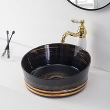 Lade das Bild in den Galerie-Viewer, Fancy antiqu new design brown art sink bowl countertop bathroom washbasin vessel sink hand wash basin
