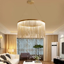 Load image into Gallery viewer, Tassel Silver Metal Chain Chandelier
