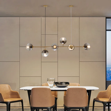 Load image into Gallery viewer, Contemporary golden black wrought iron dining room bedroom pendant light LED pendant light

