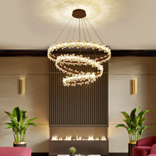 Load image into Gallery viewer, crystal led chandelier modern lighting pendant lamp luxury garland ring chandelier for villa living room bedroom
