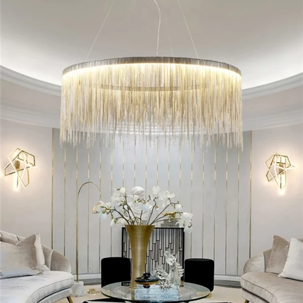 Tassel Silver Metal Chain Chandelier