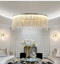 Load image into Gallery viewer, Tassel Silver Metal Chain Chandelier
