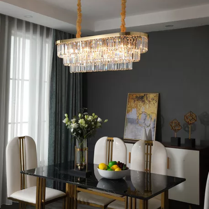 European Pendant Light Crystal Rectangular