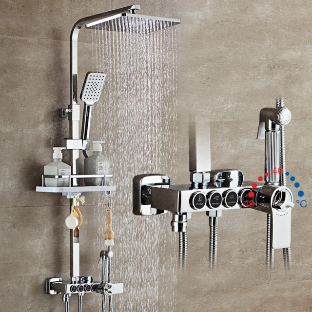 Boutons de douche argentés, accessoires de salle de bain en cuivre et laiton