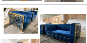 Blue versace stainless velvet sofa