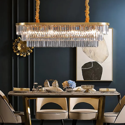 European Pendant Light Crystal Rectangular
