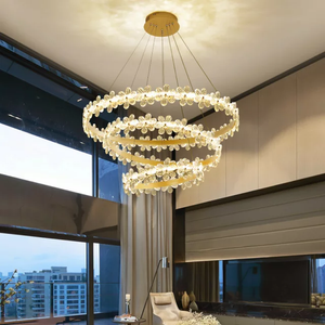 crystal led chandelier modern lighting pendant lamp luxury garland ring chandelier for villa living room bedroom
