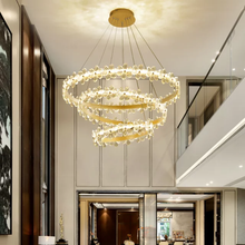 Load image into Gallery viewer, crystal led chandelier modern lighting pendant lamp luxury garland ring chandelier for villa living room bedroom

