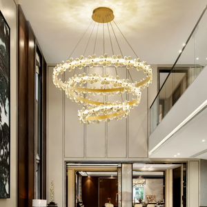 crystal led chandelier modern lighting pendant lamp luxury garland ring chandelier for villa living room bedroom