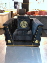 Load image into Gallery viewer, Sofa set solid wood frame inner + high density sponge + high quality velvet +gold trim
