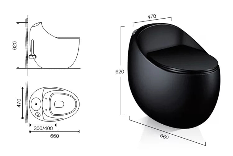 Egg Shape Toilet Bowl Black Edition New Shaped Designs Sanitary Ware Bathroom WC One Piece Toilet Bathroom Accessories