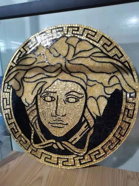 Mosaic Glass Granule Versace Round Wall Dubai Glass Tiles 75cm diameter Handmade 100%