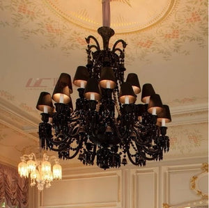 Elegant Black Chandelier Glass and Crystal