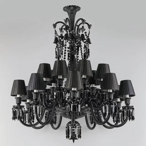 Elegant Black Chandelier Glass and Crystal