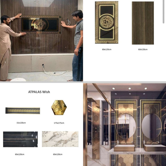 120x60cm Versace Luxury Tiles Black and Gold Edition Sold per piece