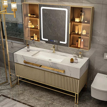 Load image into Gallery viewer, Luxury Hanging Bathroom Cabinet with Top Cabinet with Led Light Mirror One set
