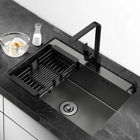 Top Mounted Big Single Bowl Sink with Step Handmade Stainless-steel Kitchen Sink