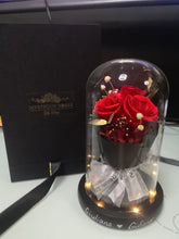 Load image into Gallery viewer, Red Preserved Rose Real Flower in Glass Dome with Lights Best Gift Free Engrave
