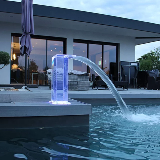 Acrylic Led Light Color Changing Pool Waterfalls for Swimming Pool Design