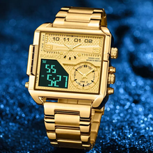 Lade das Bild in den Galerie-Viewer, Men Digital Watch Waterproof Gold Stainless Steel Men Luxury Automatic Accessories Multifunctional Chronograph Dial Gift Ideas
