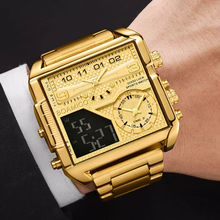 Load image into Gallery viewer, Men Digital Watch Waterproof Gold Stainless Steel Men Luxury Automatic Accessories Multifunctional Chronograph Dial Gift Ideas
