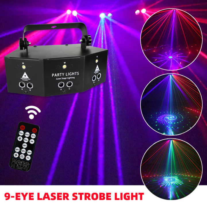 Stage Light RGB Sound Activated Pattern Party Lights By DMX Control Strobe Light for Birthday Friend Party Disco Dancing Bar Club Disco light good for house party