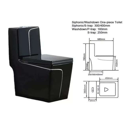 Toilet Bowl Porcelain Square Bathroom Washdown One Piece WC S/P Trap Toilet