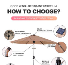 Load image into Gallery viewer, Solar Umbrella for outdoor Wind Resistant 300cm width without Base
