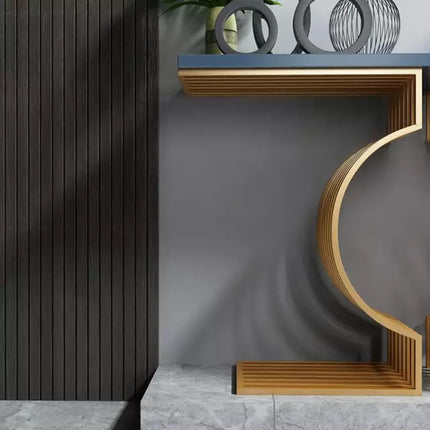Italian Style Console Table made of Iron Gold and Slate Marble Top