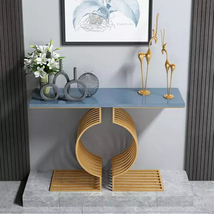 Italian Style Console Table made of Iron Gold and Slate Marble Top