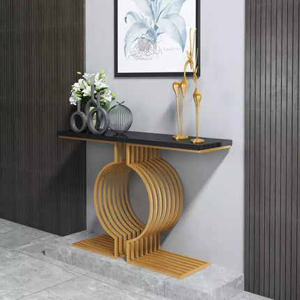 Italian Style Console Table made of Iron Gold and Slate Marble Top