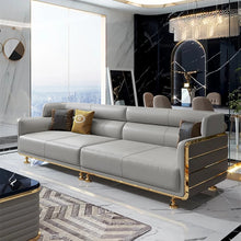 Load image into Gallery viewer, Luxury Stainless Gold Top Grain Leather Sofa Set
