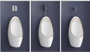 Urinal White Hanging With Gold Lining Ceramic YOUR CHOICE OF SENSOR OR MANUAL