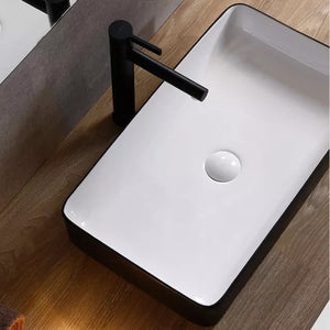 White and Black Wash Basin Sink Ceramic Rectangular