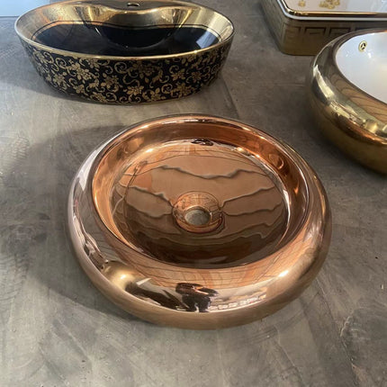 Rose Gold Basin Electroplating Table Top Round Oval