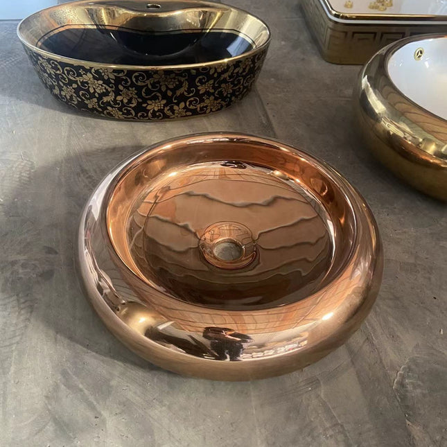 Rose Gold Basin Electroplating Table Top Round Oval