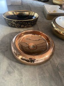 Rose Gold Basin Electroplating Table Top Round Oval